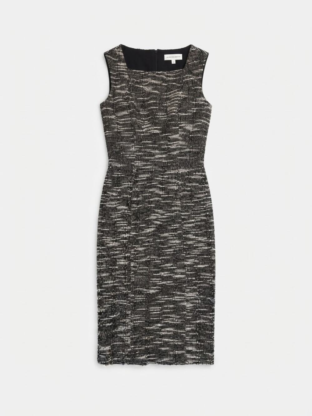 Dress The Population Black White Tweed Midi Dress Women Size S Sleeveless BNWT